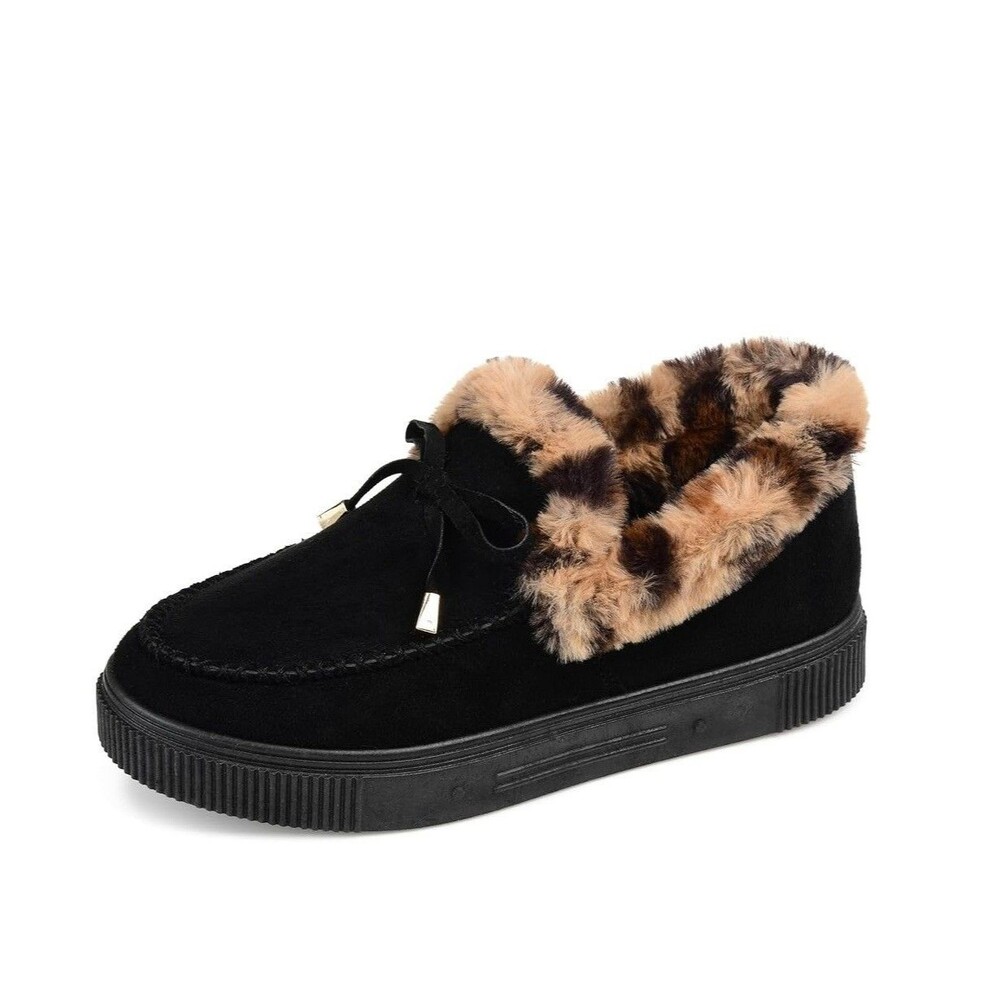 Journee Collection Womens 9 M Midnight Black Lined Platform Slippers NIB SZ7